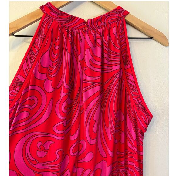 MICHAEL KORS Cynthia Paisley Halter Maxi Dress Radiant Pink Size 1X - Picture 8 of 8